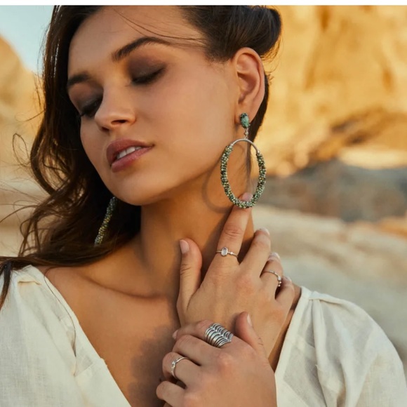 Kendra Scott Russel Hoop Earrings in Teal Agate - Picture 2 of 3